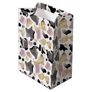 Sac Cadeau Moyen Pink and Gold Cow Imprimer Cadeau Anniversaire