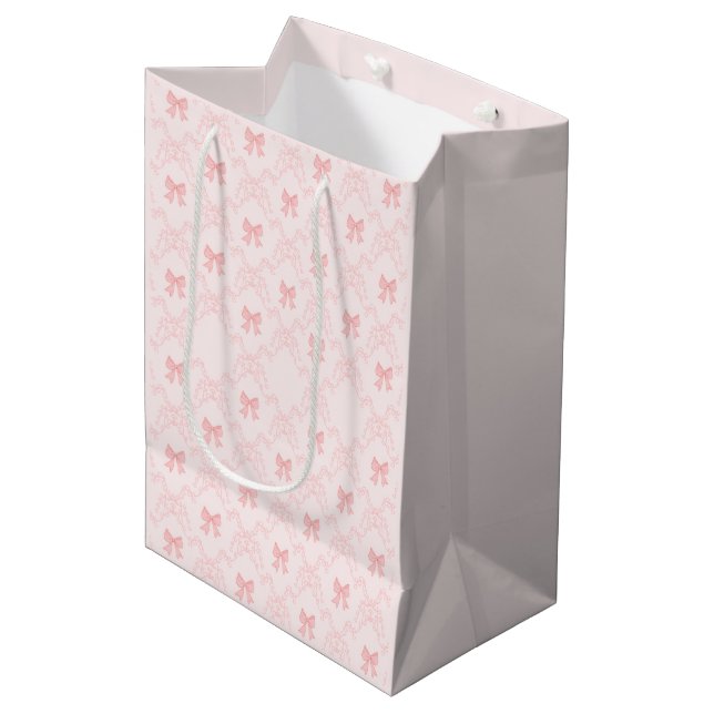 Sac Cadeau Moyen Pink Bow Aesthetic Notebook – Cute & Feminine (Devant Angle)