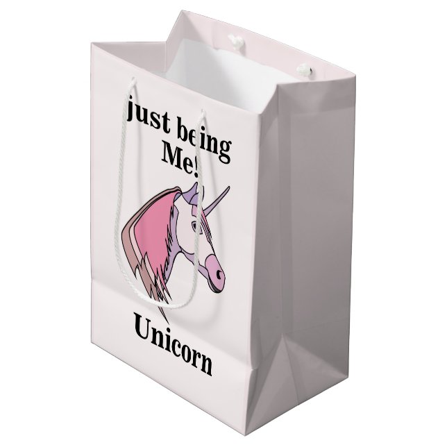 Sac Cadeau Moyen Pink Purple Unicorn Head (Devant Angle)
