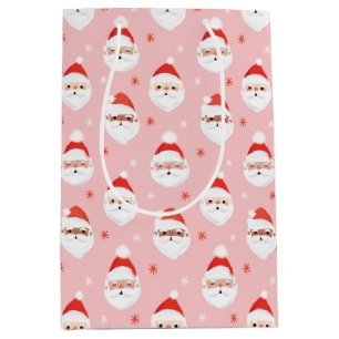 Sac Cadeau Moyen Pink Retro Santa Clause Wrapper Papier