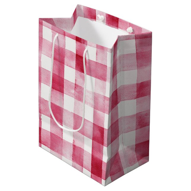 Sac Cadeau Moyen Pink White Stripes Birthday (Devant Angle)
