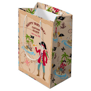 Sac Cadeau Moyen Pirate Boy Treasure Map Amusants Anniversaire Fête