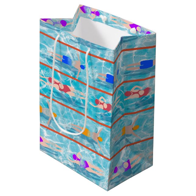 Sac Cadeau Moyen Piscine Piscine Motif d'équipe (Devant Angle)