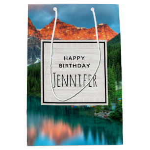 Sac Cadeau Moyen Pittoresque Mountain & Lake Photographie Anniversa