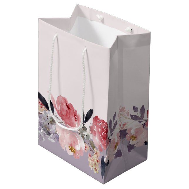 Sac Cadeau Moyen Pivoine Pastel (Devant Angle)