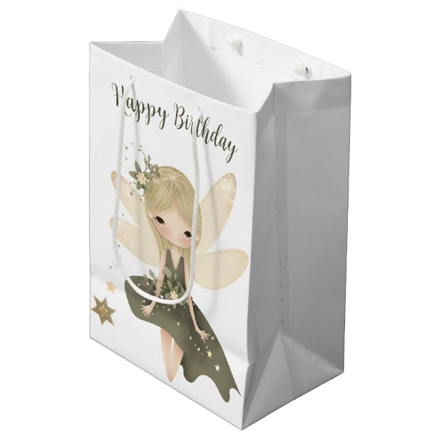 Sac Cadeau Moyen Pixie Fairy Girl With Stars (Devant Angle)