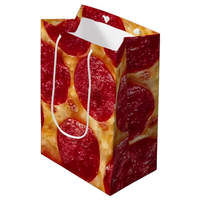 Sac Cadeau Moyen pizza pepperonis (Devant Angle)