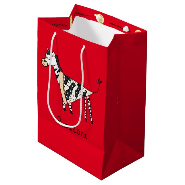 Sac Cadeau Moyen Pizza Zebra migna Enfants Animal (Devant Angle)