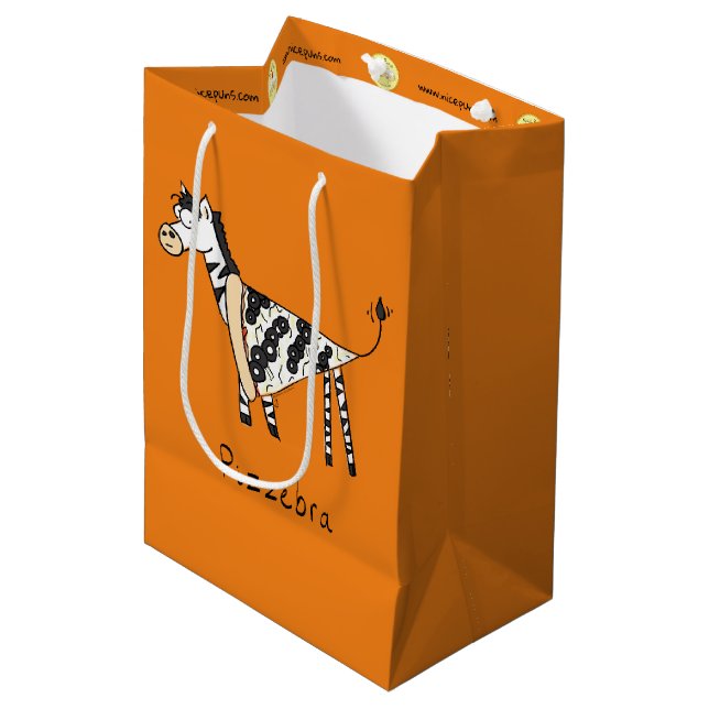 Sac Cadeau Moyen Pizzebra Pizza Zebra Cadeau (Devant Angle)