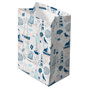 Sac Cadeau Moyen Plage nautique été bleu rose côtier (1)