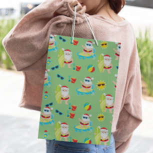 Sac Cadeau Moyen Plage tropicale Surf Père Noël Noël mignon