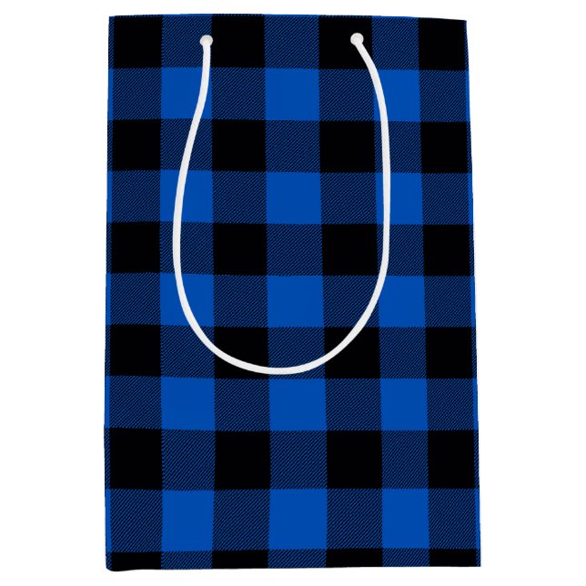Sac Cadeau Moyen Plaid de buffle bleu et noir (Devant)