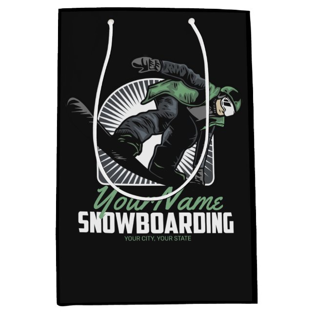 Sac Cadeau Moyen Planche à neige personnalisée Snow Boarder Shreddi (Devant)