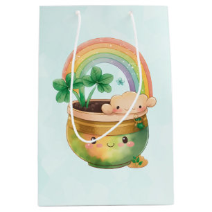 Sac Cadeau Moyen Planeur Jardin mignon avec Arc-en-ciel et Clover