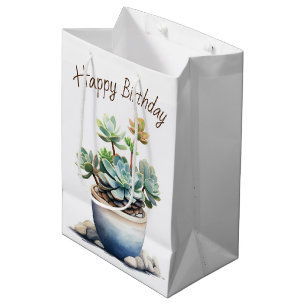 Sac Cadeau Moyen Plante Succulent en Pot