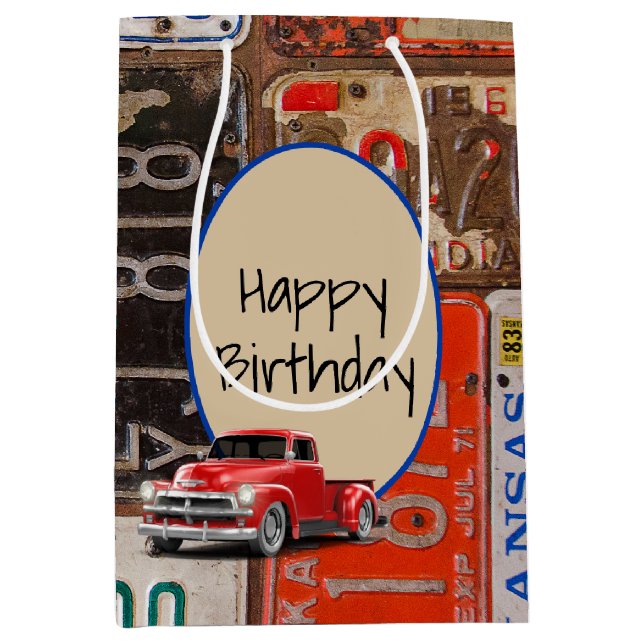 Sac Cadeau Moyen Plaques de camionnettes et d'anciens permis (Devant)