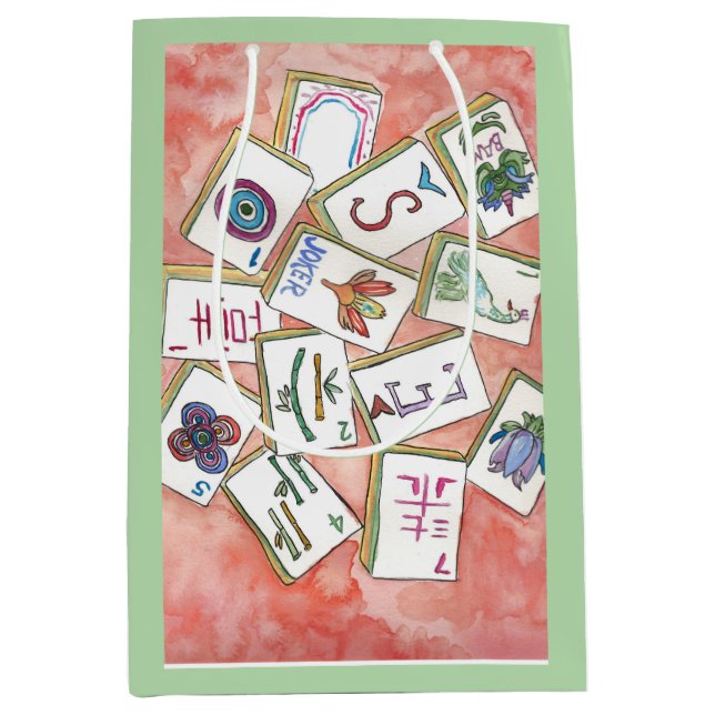 Sac Cadeau Moyen plateau de carreaux rose (Devant)