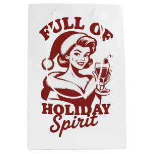 Sac Cadeau Moyen Plein d'esprit de fête de Noël Vin Snarky Noël Xma