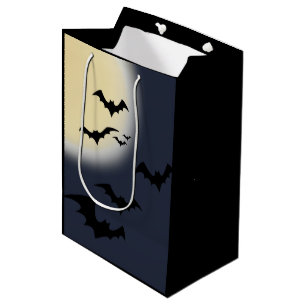 Sac Cadeau Moyen Pleine lune Halloween avec chauves-souris