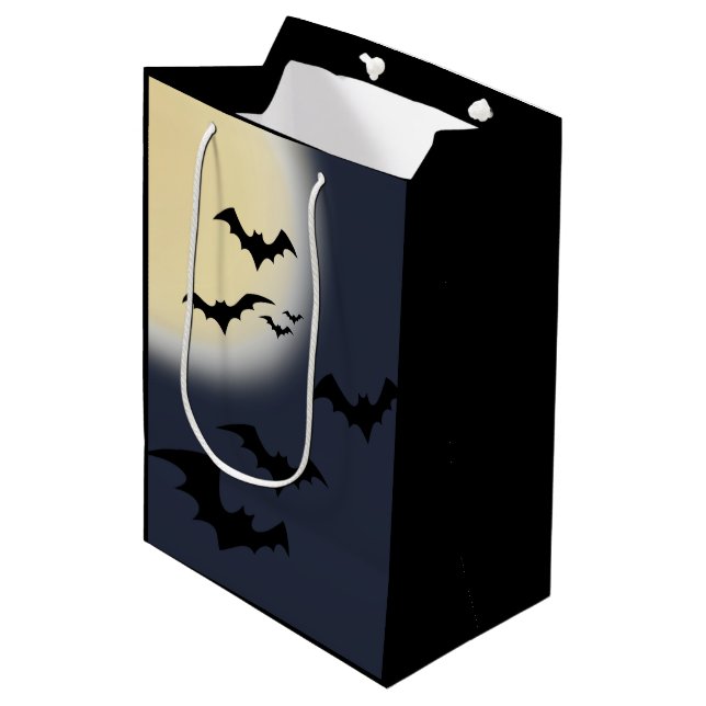 Sac Cadeau Moyen Pleine lune Halloween avec chauves-souris (Devant Angle)