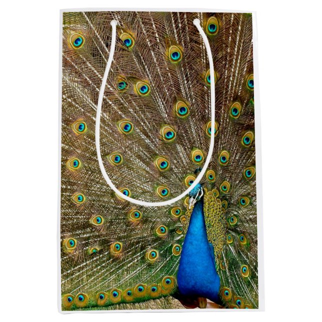 Sac Cadeau Moyen Plumes de queue de paon (Devant)