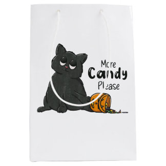 Sac Cadeau Moyen Plus de bonbons s'il vous plaît Halloween Chat Noi
