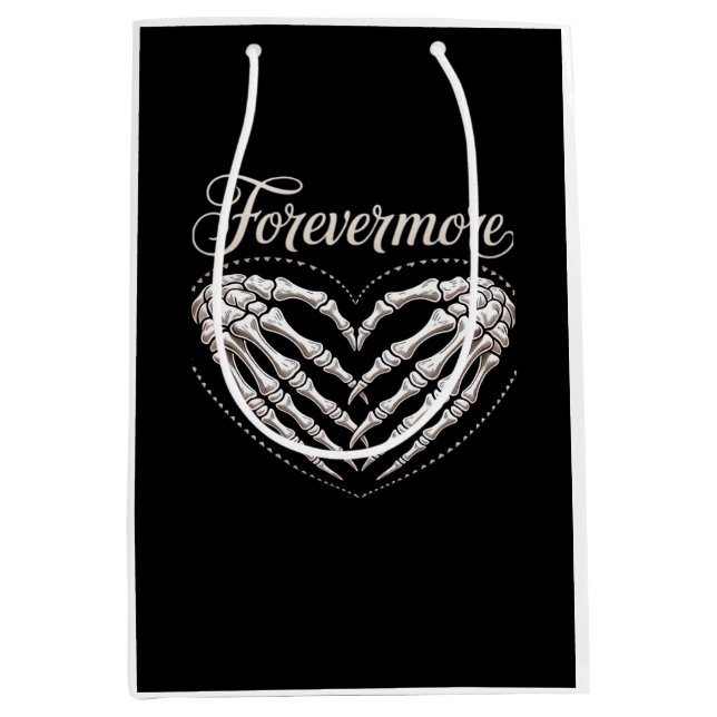 Sac Cadeau Moyen Plus Skeleton Mains Coeur Gothique Halloween (Devant)