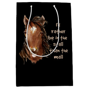 Sac Cadeau Moyen Plutôt être dans Stall Horse Fun Citation
