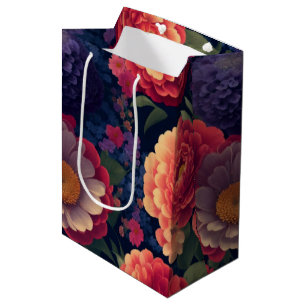Sac Cadeau Moyen Plutôt vintage rouge Orange mum mum peony floral