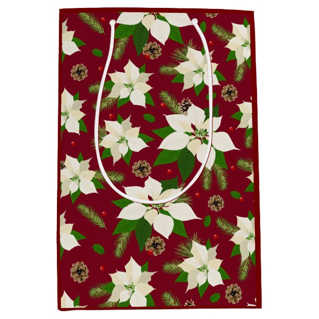 Sac Cadeau Moyen Poinsettia (Devant)