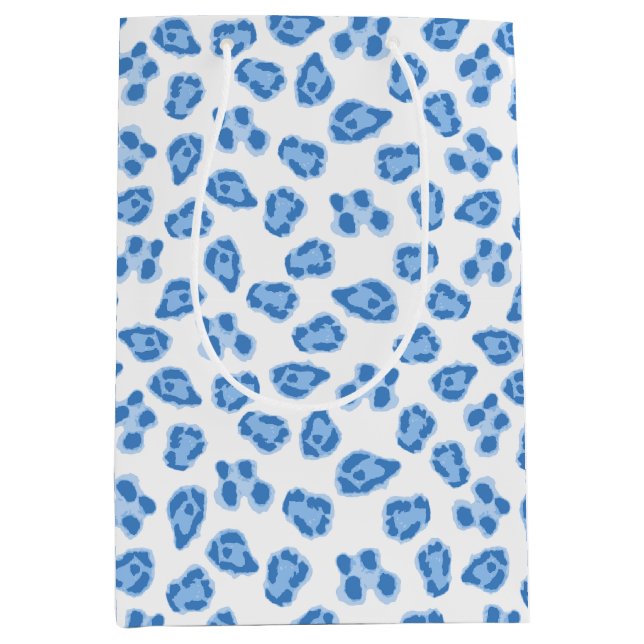 Sac Cadeau Moyen Point de léopard sur porcelaine bleue (Devant)