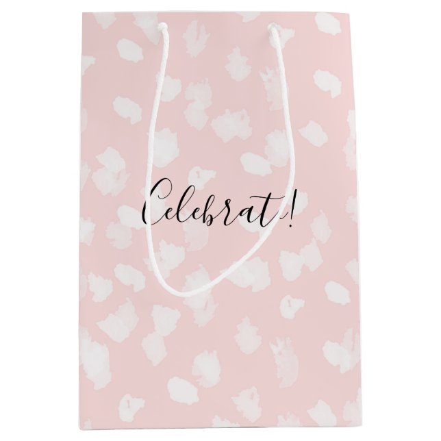 Sac Cadeau Moyen Points Chic Rose Blanc (Devant)