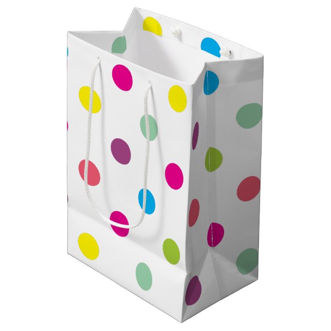 Sac Cadeau Moyen Points Colorés  (Devant Angle)
