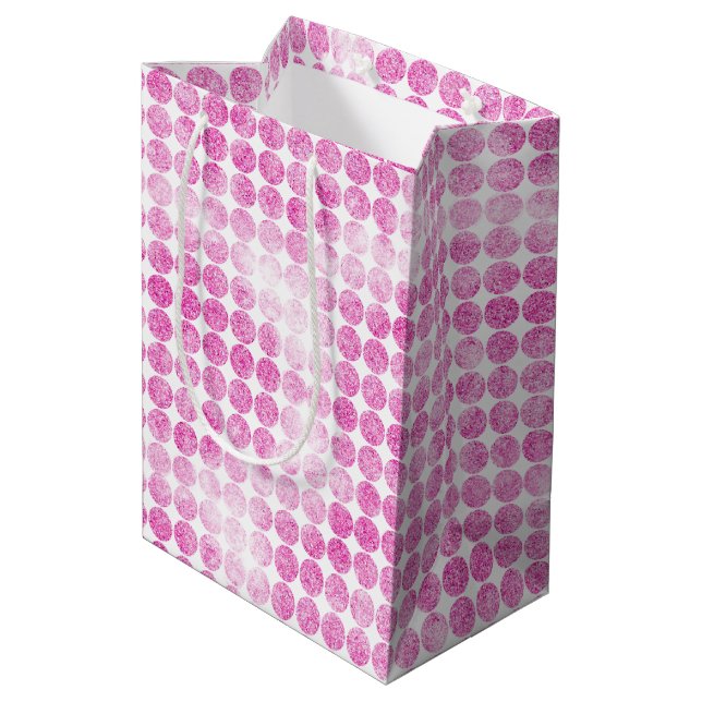Sac Cadeau Moyen Points de Parties scintillant rose Abstrait (Dos Angle)