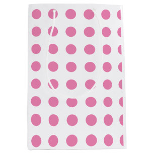 Sac Cadeau Moyen Points Polka Vintage Rose Blanc Couleur Rétro Clas