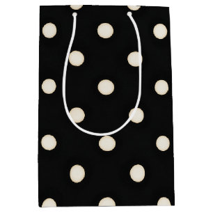 Sac Cadeau Moyen Pois blancs antiques en noir