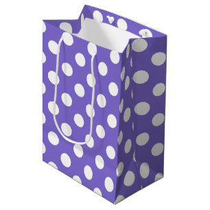 Sac Cadeau Moyen Pois blancs sur perwinkle