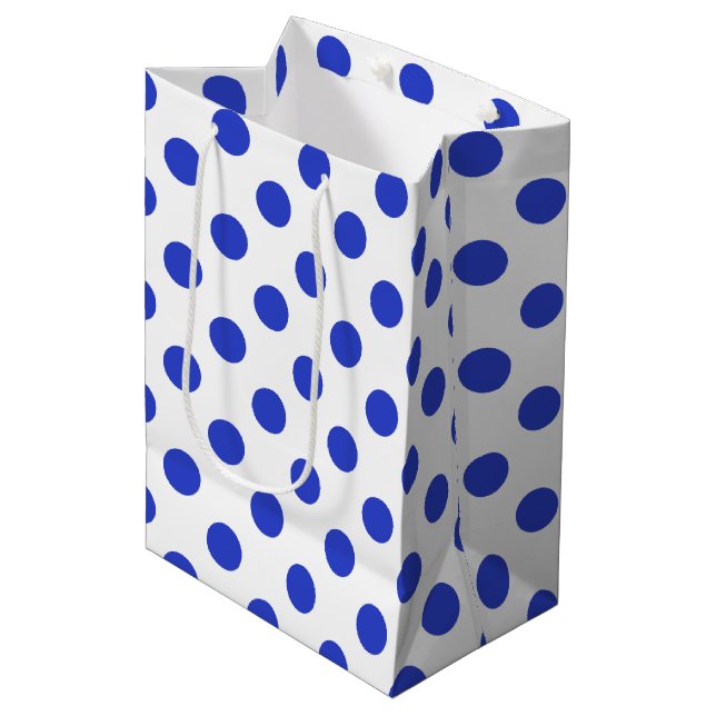 Sac Cadeau Moyen Pois bleu royal (Devant Angle)