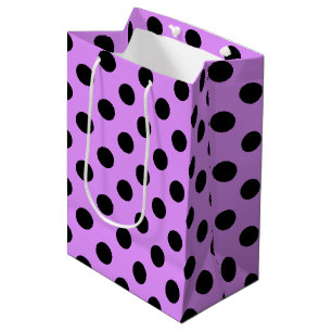 Sac Cadeau Moyen Pois noirs sur lilas