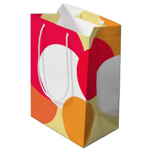 Sac Cadeau Moyen Pois rose, orange et jaune