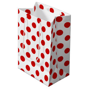 Sac Cadeau Moyen Pois rouges et blancs