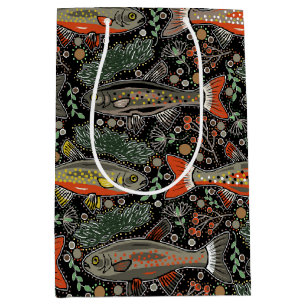 Sac Cadeau Moyen Poisson d'eau douce, Design élégant, Truite, Pêche