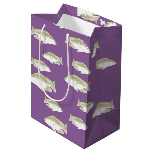 Sac Cadeau Moyen Poisson sur violet (Dos Angle)