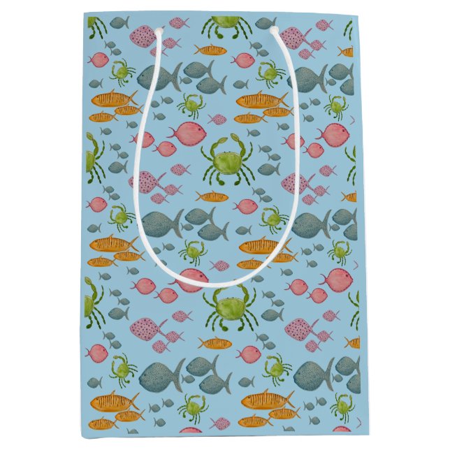 Sac Cadeau Moyen Poissons et crabes (Devant)