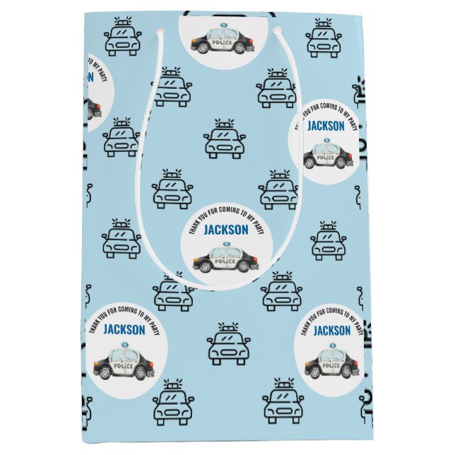 Sac Cadeau Moyen Police Officier Policier Parti d'anniversaire (Devant)