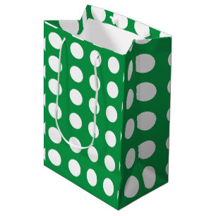 Sac Cadeau Moyen Polka blanche verte point mignonne fille