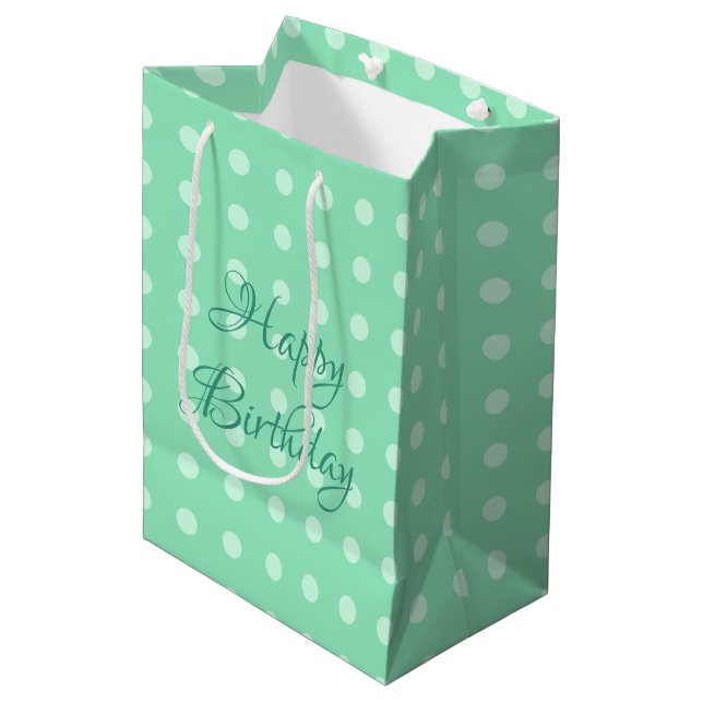Sac Cadeau Moyen Polka d'Anniversaire Rustique Modèle (Devant Angle)