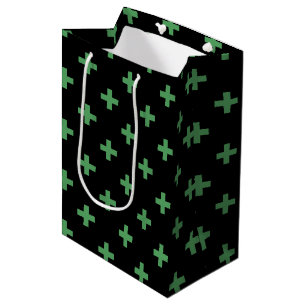 Sac Cadeau Moyen Polka verte croise sur noir