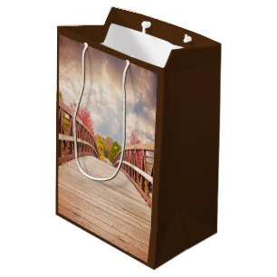 Sac Cadeau Moyen Pont rustique en bois dans le pays