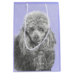 Sac Cadeau Moyen Poodé Jouet miniature Argent gris bleu Chien Art